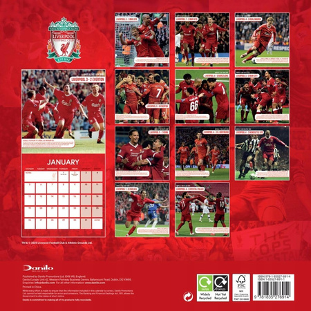  kalendarz ścienny 2026 30x60 Liverpool FC Anfield's Greatest oficjalny