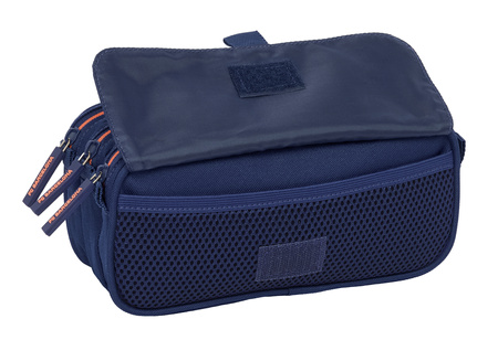 piórnik duży potrójny trzykomorowy z kieszonką FC Barcelona Navy oficjalny