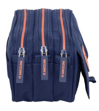 piórnik duży potrójny trzykomorowy z kieszonką FC Barcelona Navy oficjalny