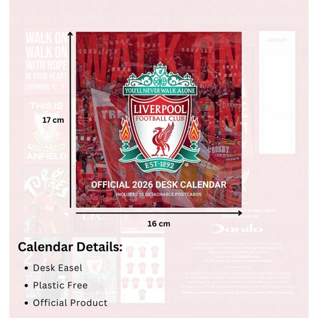 kalendarz 2026 biurkowy stojący Liverpool FC oficjalny