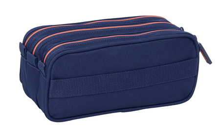 piórnik duży potrójny trzykomorowy z kieszonką FC Barcelona Navy oficjalny